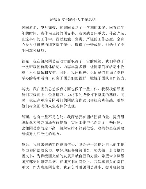 班级团支书的个人工作总结