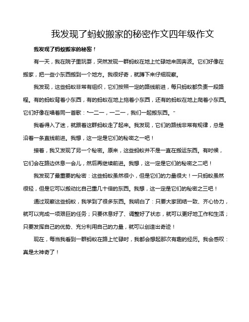 我发现了蚂蚁搬家的秘密作文四年级作文