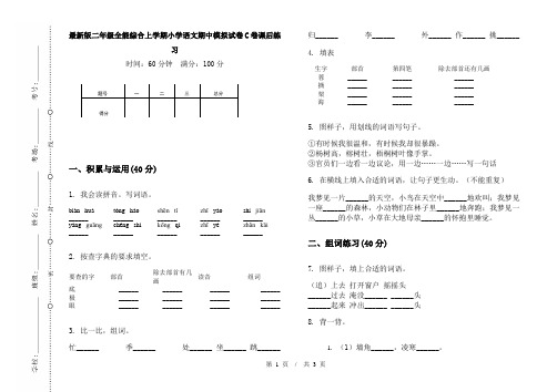 最新版二年级全能综合上学期小学语文期中模拟试卷C卷课后练习