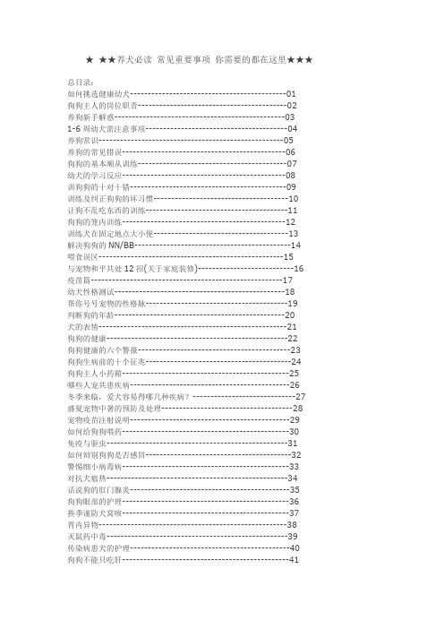 养犬必读 常见重要事项 你需要的都在这里