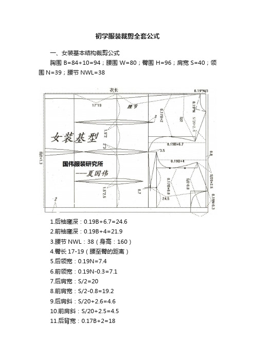 初学服装裁剪全套公式