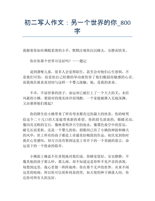 初二写人作文:另一个世界的你_800字【初二精品作文】