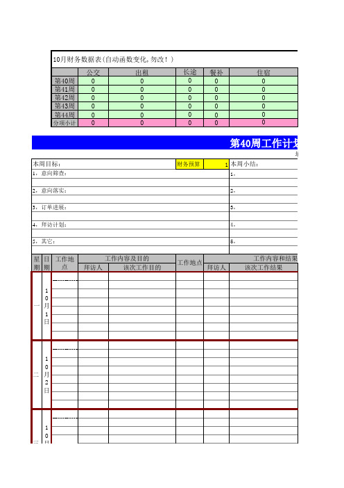 10月份周计划