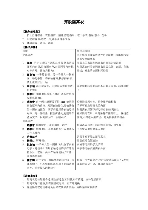 4.穿脱隔离衣的操作步骤和注意事项