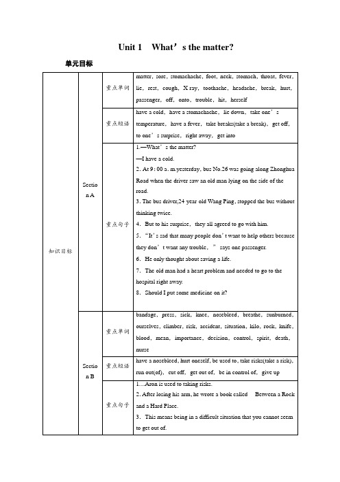 Unit 1 What's the matter优秀教案