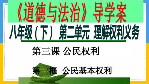 部编版道德与法治八年级下册公民基本权利课PPT