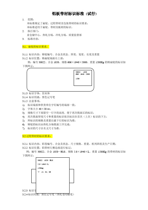 铝板带材标识标准