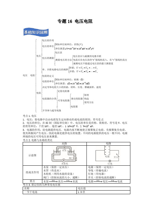 专题16 电压电阻-2023中考物理考点剖析与提分技巧(原卷版)