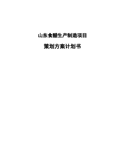 山东食醋生产制造项目策划方案计划书