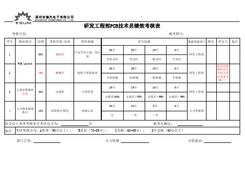 PCB技术员绩效考核表