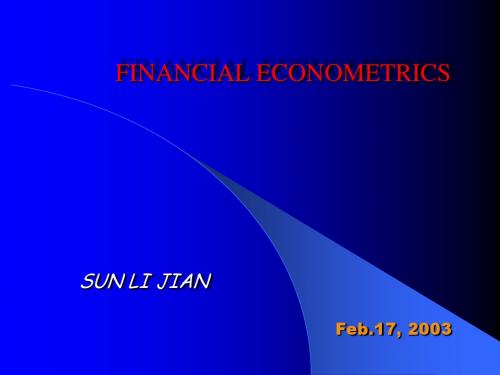 INTRODUCTION(Financial Econometrics)