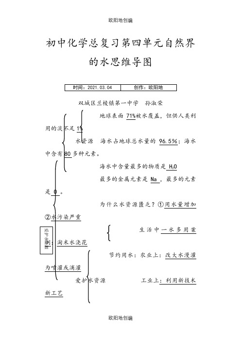 初中化学第四单元自然界的水思维导图之欧阳地创编