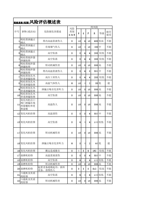 脱硫风险评估表