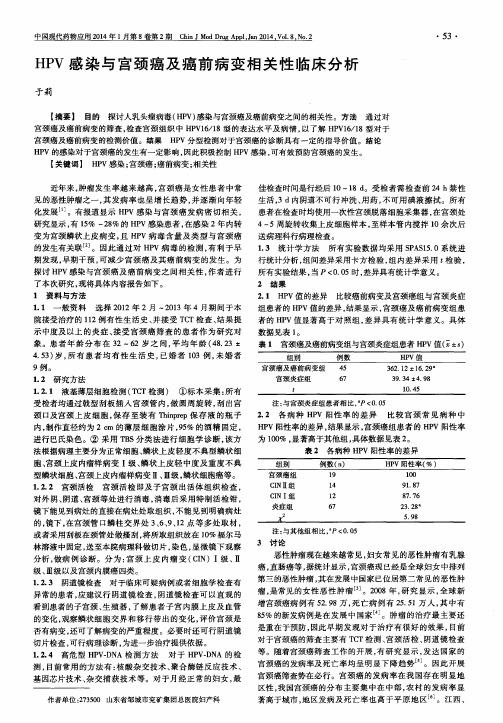 HPV感染与宫颈癌及癌前病变相关性临床分析