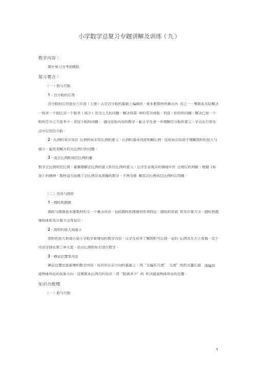 【】人教版小升初总复习数学归类讲解及训练(下-含答案)