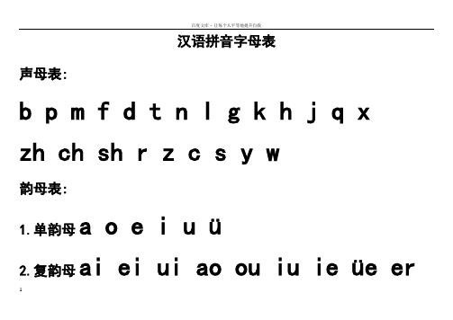 小学生一年级拼音字母表