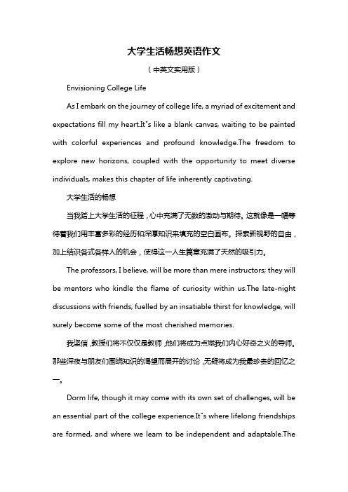 大学生活畅想英语作文