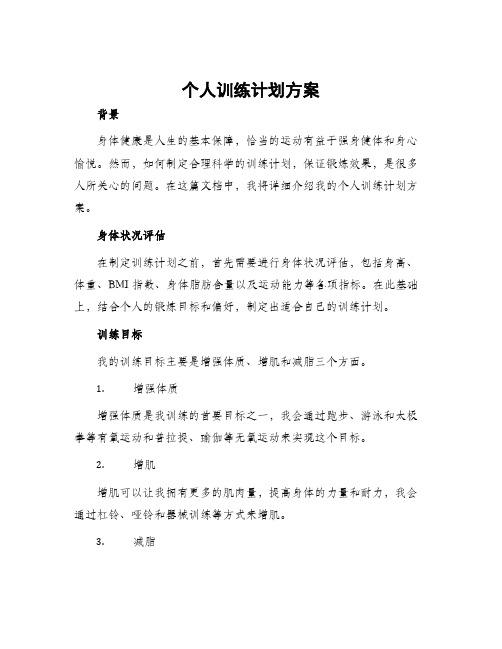 个人训练计划方案