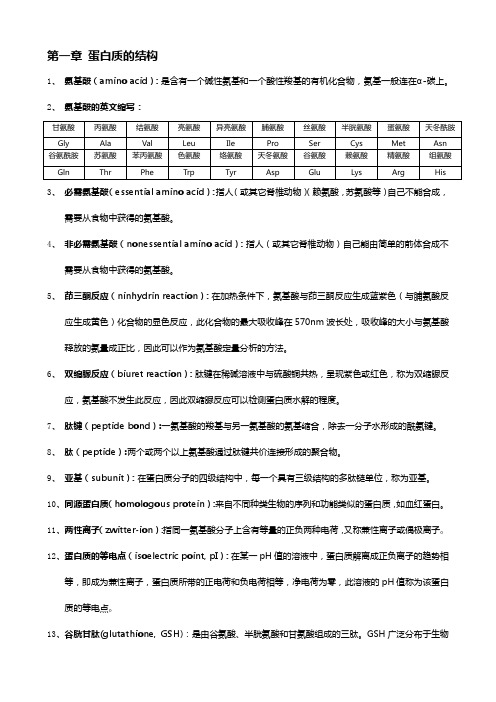 人卫版生物化学名词解释总结