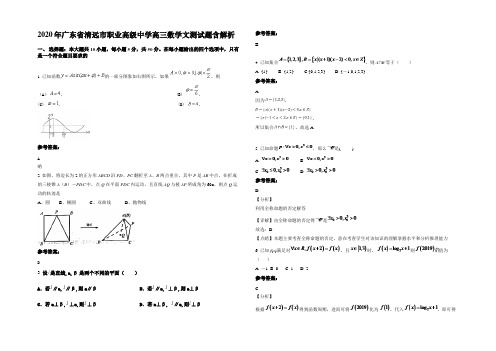 2020年广东省清远市职业高级中学高三数学文测试题含解析