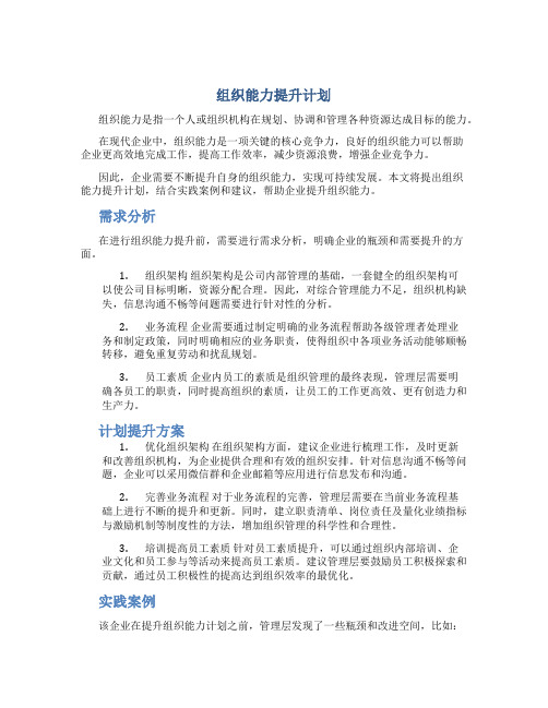 组织能力提升计划