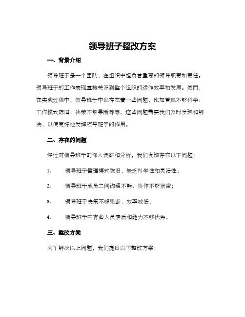 领导班子整改方案