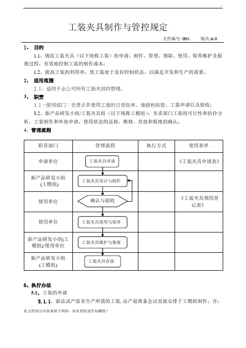 工装夹具管理规定