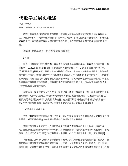 代数学发展史概述