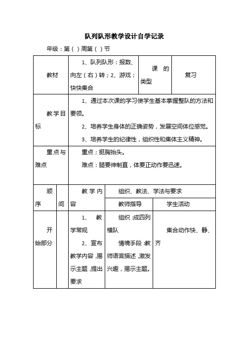 队列队形教学设计自学记录