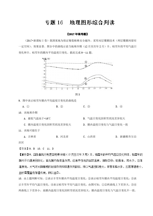 高考地理试题分项解析：地理图形综合判读