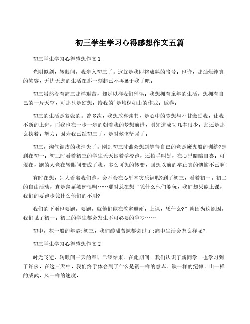 初三学生学习心得感想作文五篇