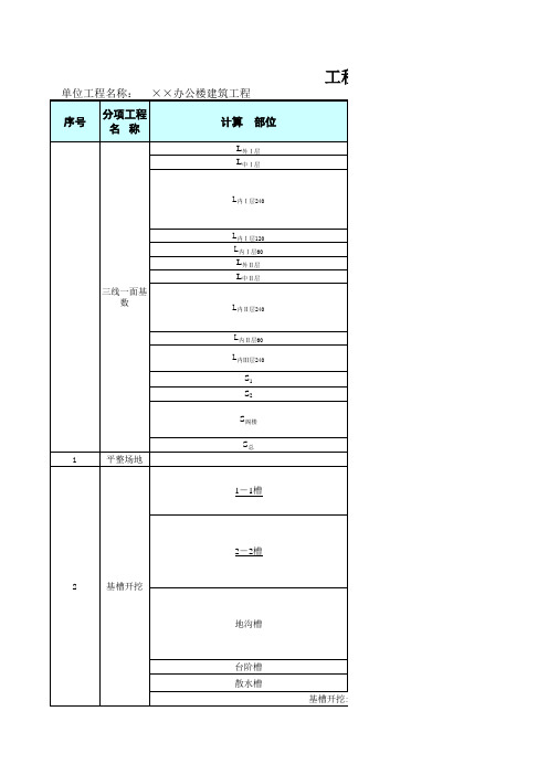 房建工程量计算表