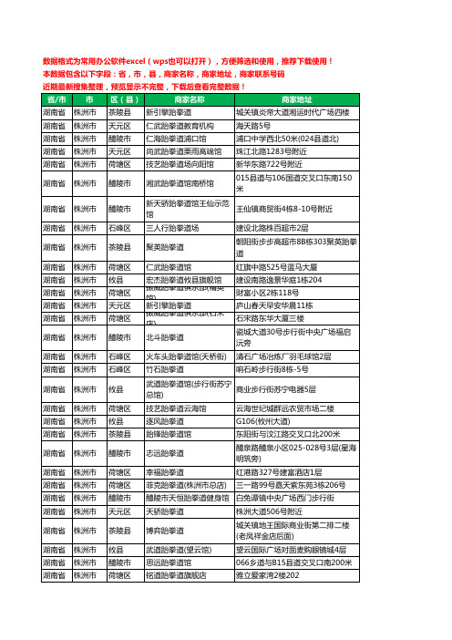 2020新版湖南省株洲市跆拳道工商企业公司商家名录名单联系电话号码地址大全61家