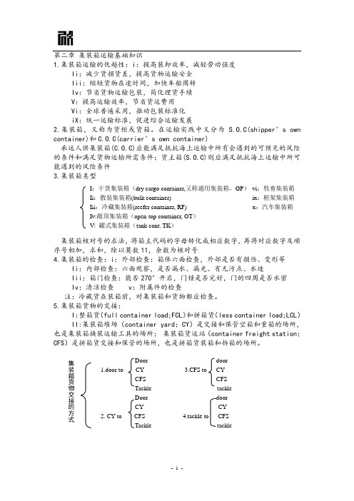 海上货代第二章 集装箱运输基础知识