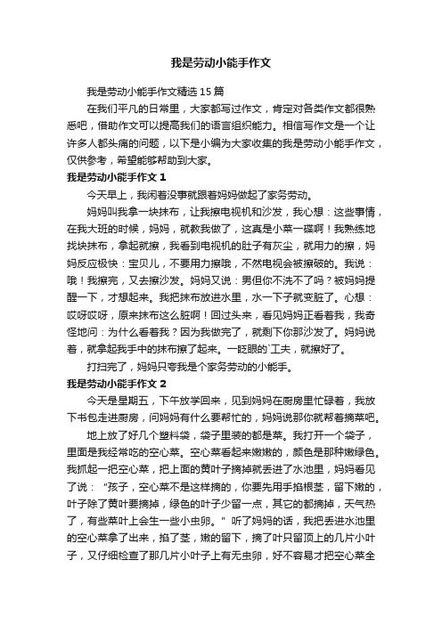 我是劳动小能手作文精选15篇