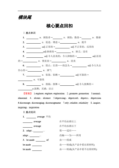 2017-2018学年外研版英语选修8教师用书：Module 1 模块尾 核心要点回扣 含答案 精品