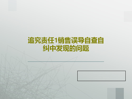 追究责任1销售误导自查自纠中发现的问题40页PPT