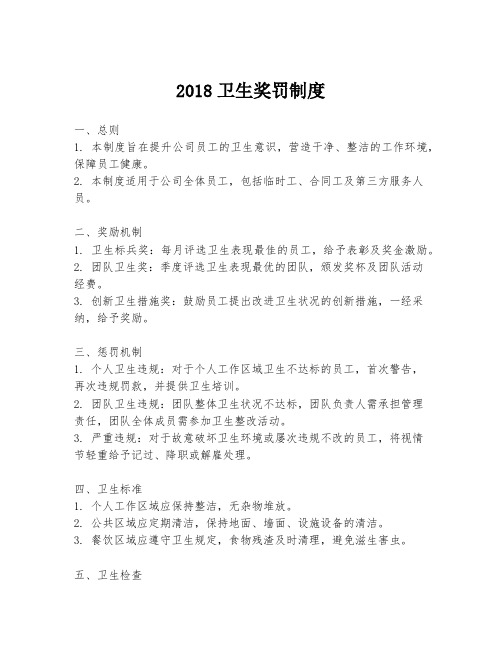 2018卫生奖罚制度