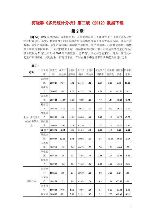 《多元统计分析》第三版例题习题数