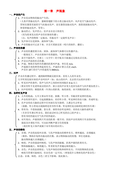 初中物理 知识点第一章  声现象