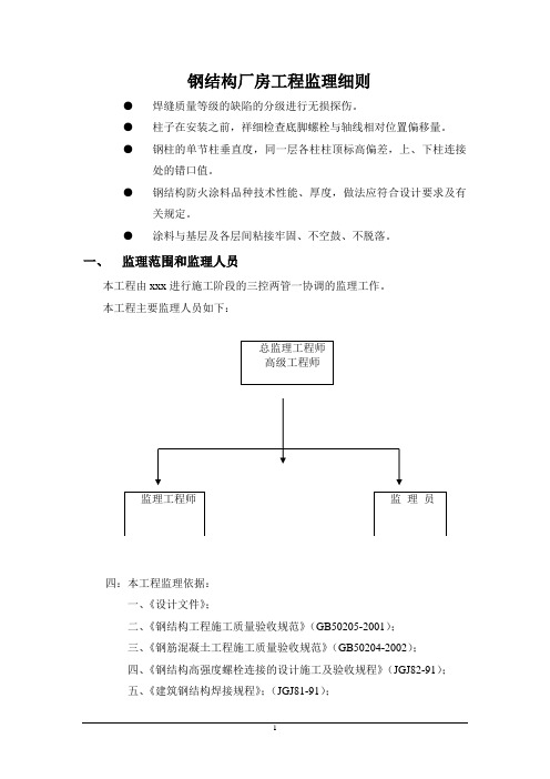 钢结构厂房工程监理细则