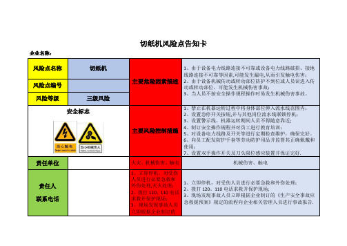 切纸机风险点告知卡【范本模板】