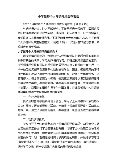 小学教师个人师德师风自查报告