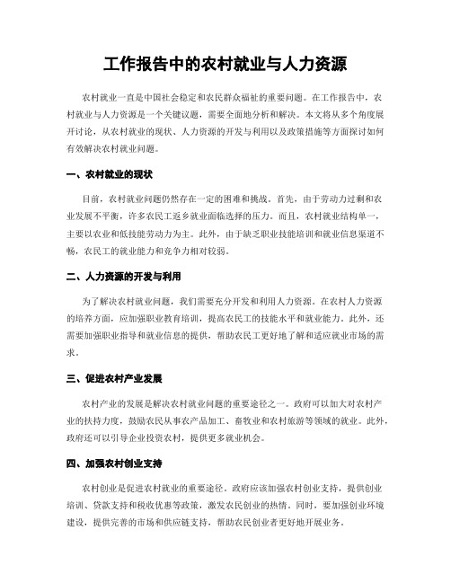 工作报告中的农村就业与人力资源