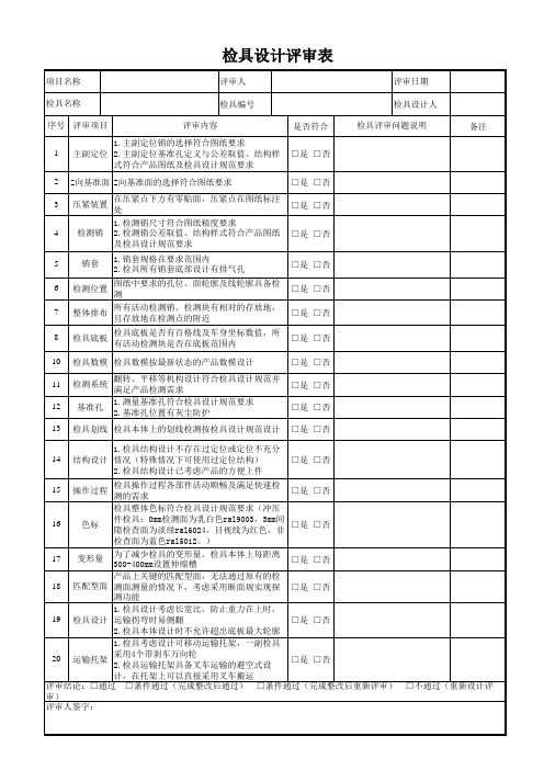 检具设计评审表