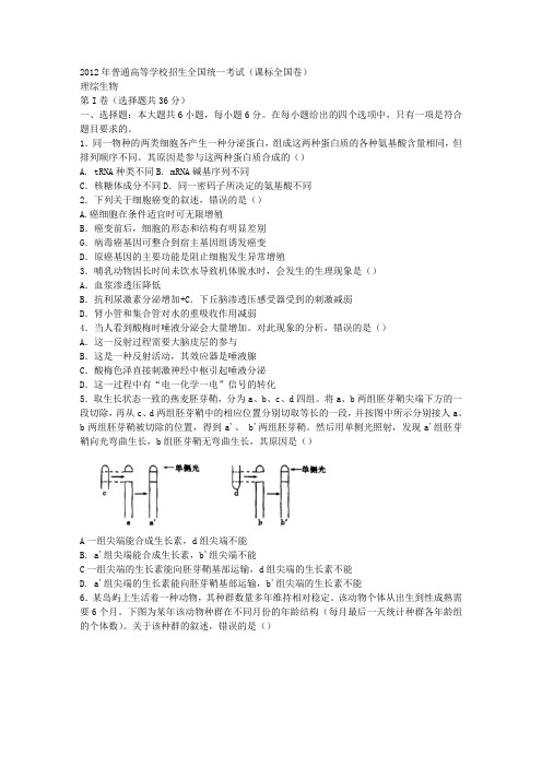 2012年高考生物-高考真题详解