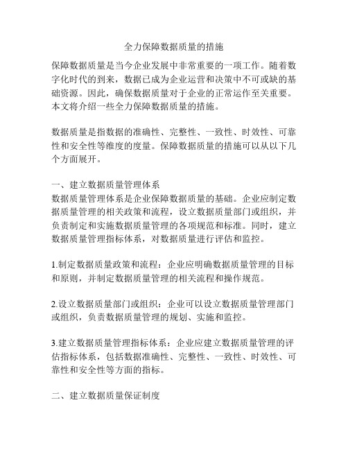 全力保障数据质量的措施