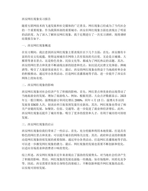 西安网红现象实习报告