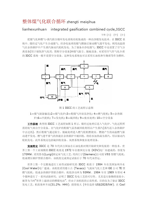 整体煤气化联合循环zhengtimeiqihualianhexunhuan