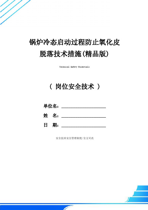 锅炉冷态启动过程防止氧化皮脱落技术措施(精品版)